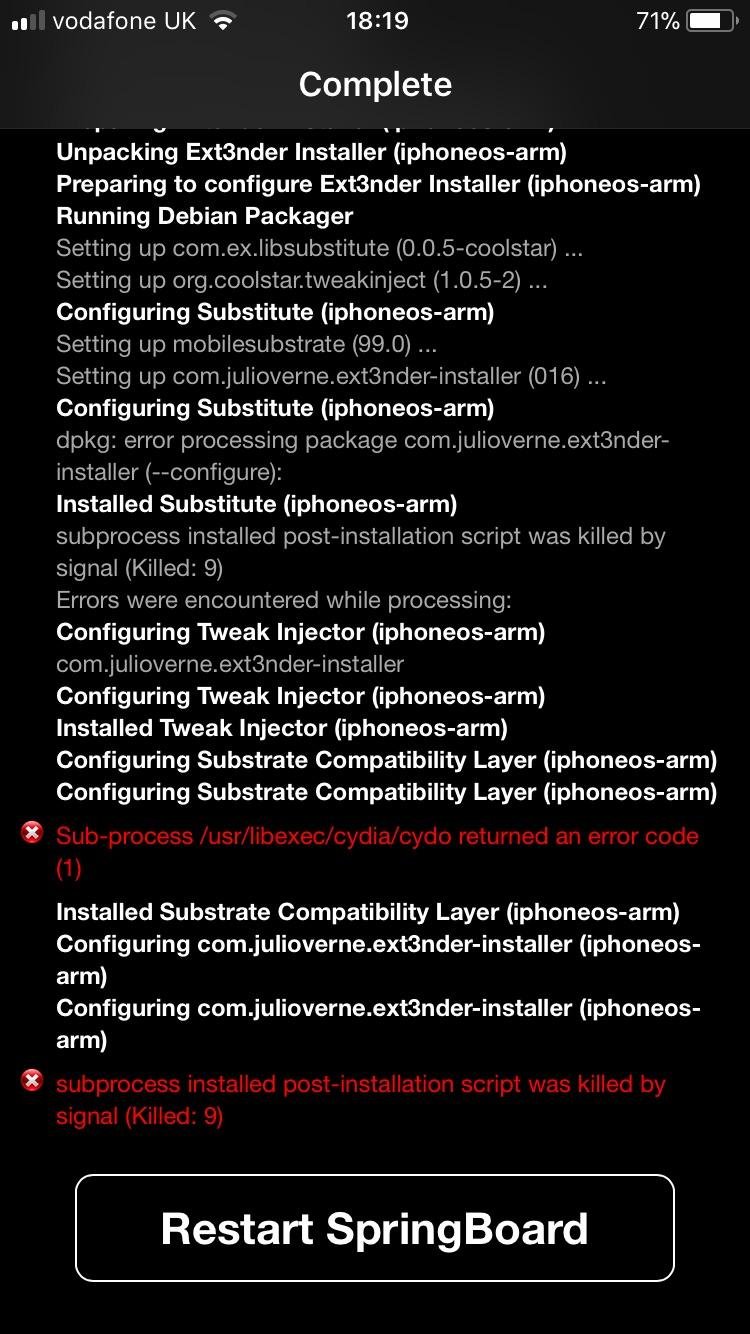Subprocess Post Installation Script Cydia